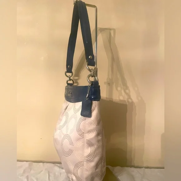 Coach Shoulder Bag, Optics “Dot” Design, blue trim - Picture 5 of 9